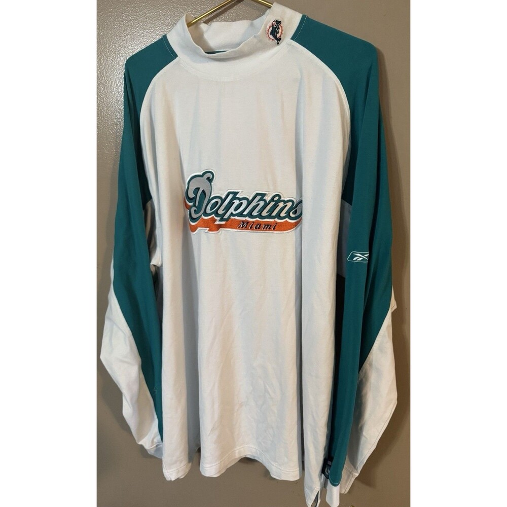 Vintage Reebok Miami Dolphins Coach Long Sleeve Half Turtle Neck T Shirt 2XL